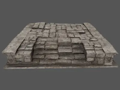 Stairs stone wall with bricks Low-poly 3D model