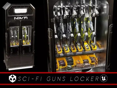 Sci-Fi Guns Locker 3D Model Pack