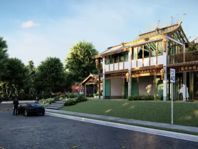 Sihe House with Chinese characteristics Low-poly 3D model