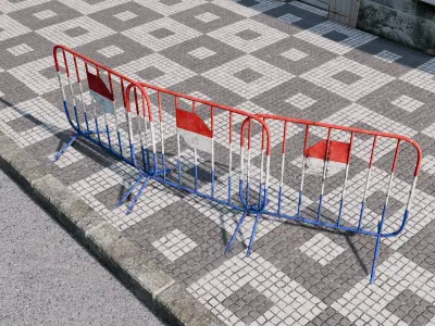 Pedestrian Guardrail Low-poly 3D model