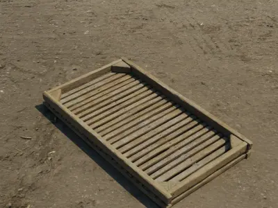 Medival square-shaped hop crate Low-poly 3D model