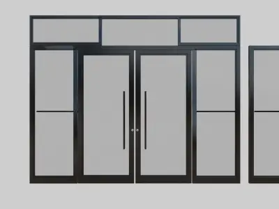 aluminum glass door collection Low-poly 3D model
