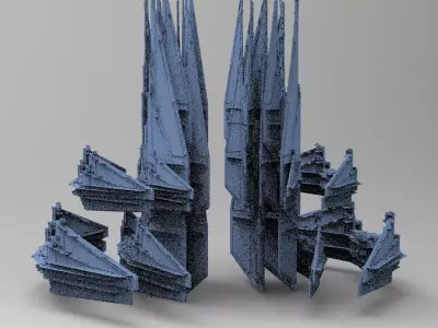 Sci-Fi Ocean Tech ship barriors  3D model