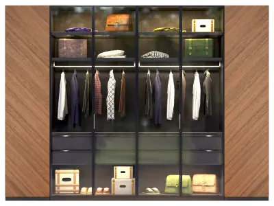 Wardrobe with clothes 3D model