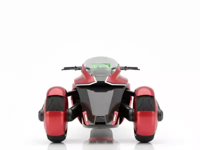 Futuristic Three Wheeled Sport bike Low-poly 3D model