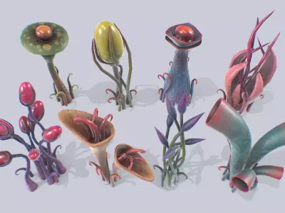Alien plant collection 3D Model Pack