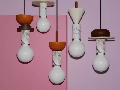 SHOWPICHE five light fixtures hanging from wall Low-poly 3D model