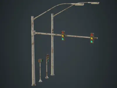 Stop Light 1D Low-poly 3D model
