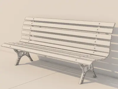 3D Park Bench Model - Metal and Wood Low-poly 3D model