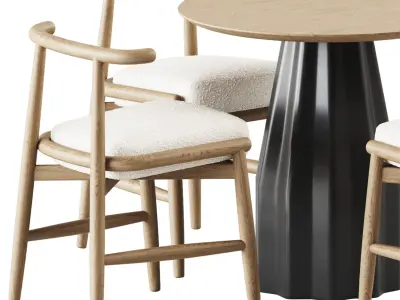 Burin Wooden Table D80 by Viccarbe and Chair Emilia by Meridiani 3D model