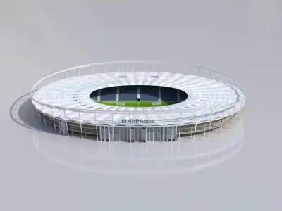 Stuttgart Stadium MHP Arena Euro 2024 Low-poly 3D model