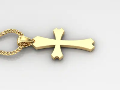 Light Gold 18K Cross Pendant 1CP037 3D print model