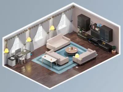 Room 29 Low-poly 3D model