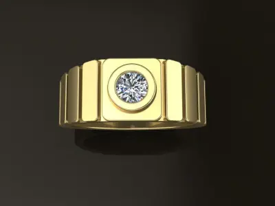 Signet Diamond Bezel Ring Band Tappered Box Step Mix Size 3D print model