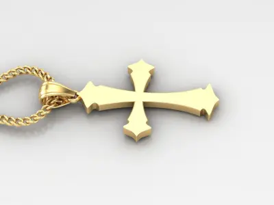 Light Gold 18K Cross Pendant 1CP031 3D print model