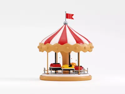 Cartoon Carousel Low-poly 3D model