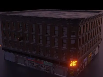  Detailed Building  Low-poly 3D model