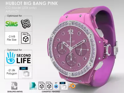 Hublot Big Bang Pink Low-poly 3D model