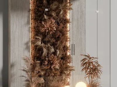 Wooden planks and vertical garden 12 autumn 3D model