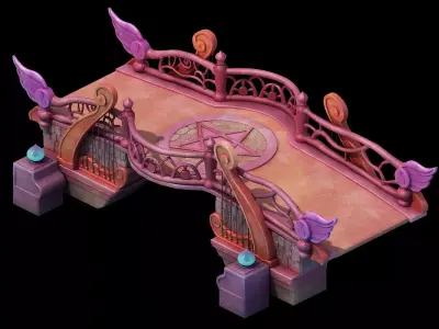 main city - Pink Stone Bridge 02 3D model