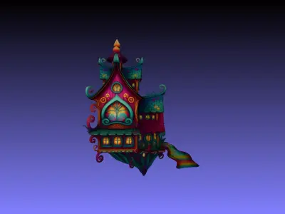 WhimsyrootCottage Stylized Fantasy House 3D Model PBR Game-Ready Low-poly 3D model