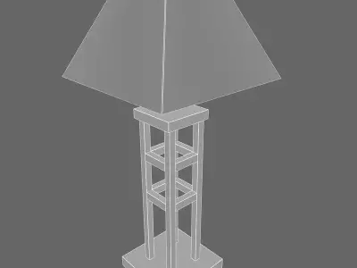 Wooden tabletop lamp 3D model