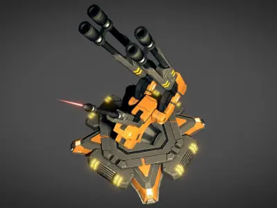 Sci Fi Flak Cannon Low-poly 3D model