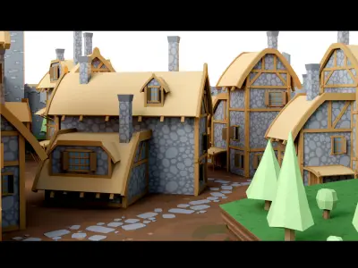 Cartoon Medieval Castle- 3d Model 3D model