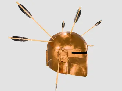 Arrowed Mandalorian Helmet Damaged Sci Fi Game Ready Low-poly 3D model