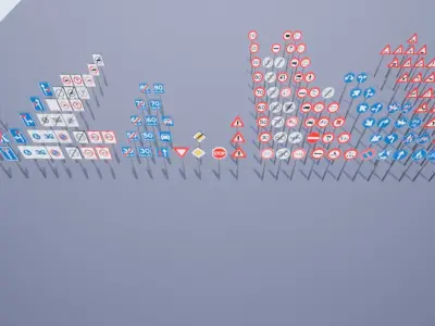 Traffic signs  Dutch Low-poly 3D model