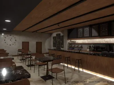 Cafeteria - Coffe Shop - Interior and Exterior 3D model