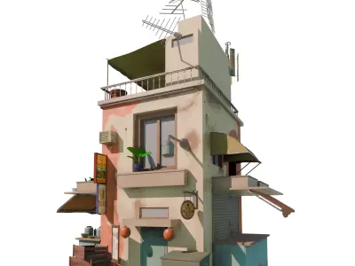 Cartoon Stylized House 01 Low-poly 3D model
