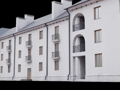 Old low poly building Low-poly 3D model