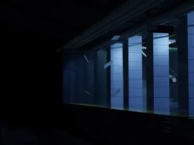 Subway interior of futuristic building Low-poly 3D model