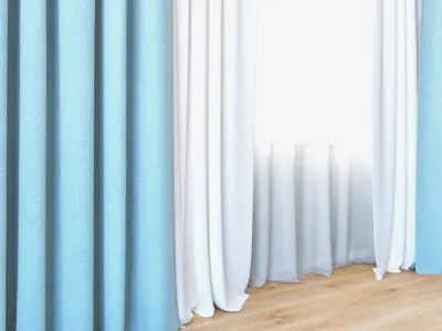 Curtains 15 Curtains with Tulle 3D model