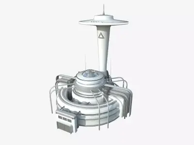 SciFi Facility D02 White Gray - Sci Fi Exterior Design Low-poly 3D model