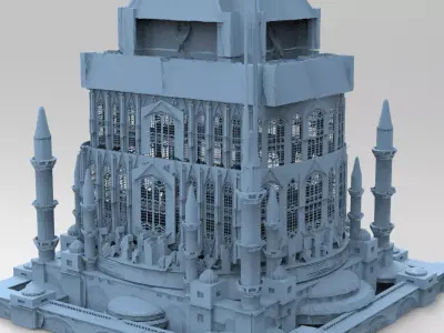 Persian Sci-Fi Palace Cathedral tall 3D model