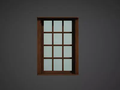 Wooden Window Low Poly Game Ready Low-poly 3D model
