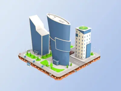 Low Poly Business Center Low-poly 3D model