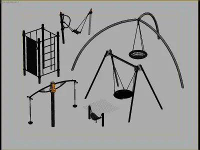 Modern Playground Swing and Climbing Set 3D model