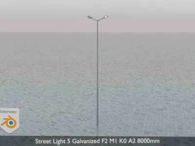 Street Light 5 Galvanized F2 M1 K0 A2 8000mm Low-poly 3D model