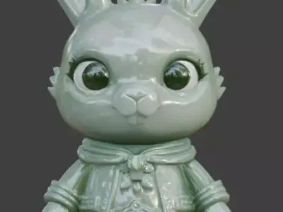 Stylized Jade Bunny 3D Character V01 Low-poly 3D model