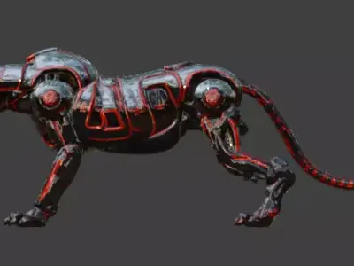 Sci-Fi Robot Tiger 3D Model Low-poly 3D model