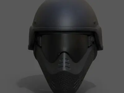 Helmet scifi military combat 3d futuristic plastic  Low-poly 3D model