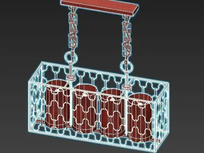 dunkan-2021-04-sp-5 four light chandelier with caged glass sh... 3D model