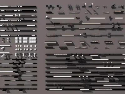 Modern downlights-spotlights-track lights 3D model