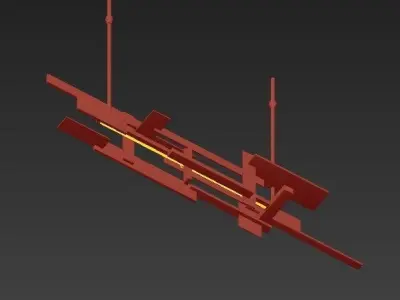 Contemporary wooden beam hanging from ceiling 3D model