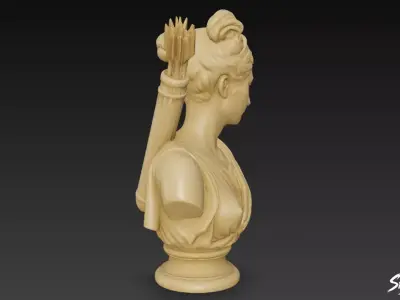 Greek Goddess Artemis Bust Low-poly 3D model