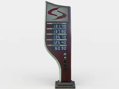Gas station prices sign Low-poly 3D model