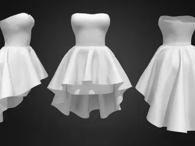Strapless Dress With Flouncing Outer Skirt Low-poly 3D model